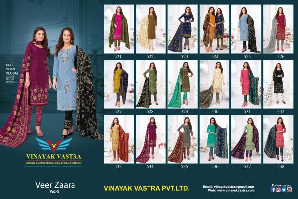 Vinayak Vastra Veer Zaara Vol-5 Cotton Designer Readymade Suit